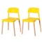 Fabulaxe Modern Plastic Dining Chair Open Back with Beech Wood Legs, Yellow, PK 2 QI004222.YL.2 - alternate 1